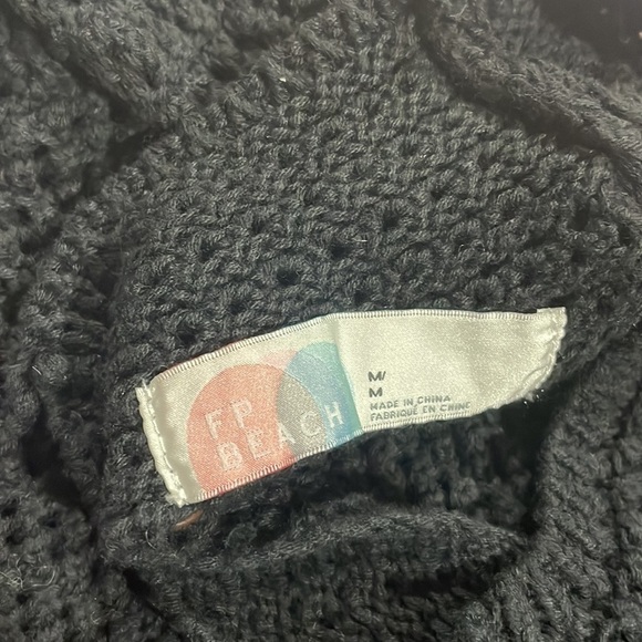 Free People FP Beach Bader Fauxchet Sweater Mini Dress Tunic in Black Size M - Picture 3 of 12